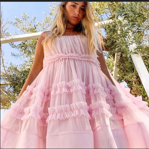 Zara ruffled tulle pink dress - Picture 5 of 11